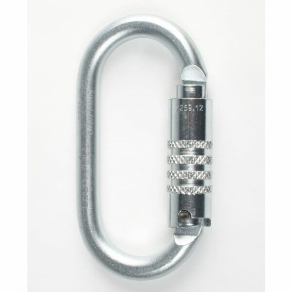 CARABINERS STEEL OVAL WITH TRIPLE ACTION - EDELWEISS